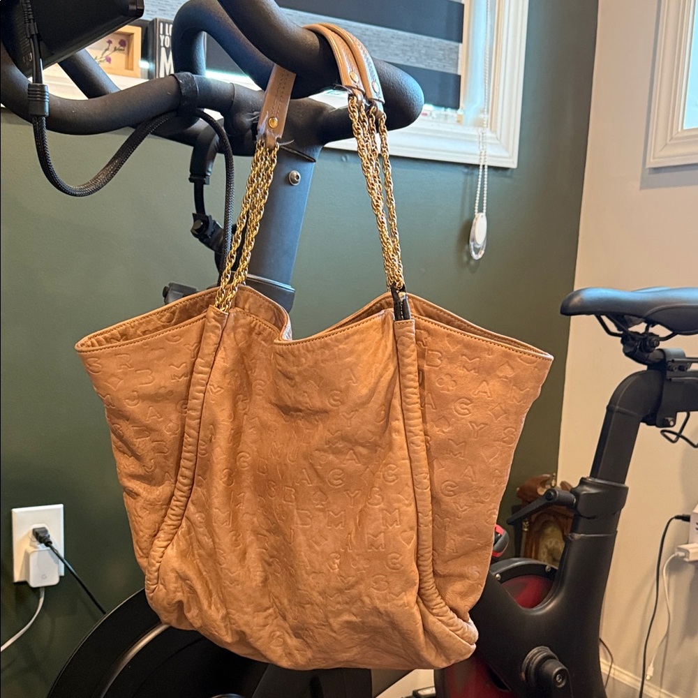 Designer Tan Leather Tote Bag - Picture 2 of 7